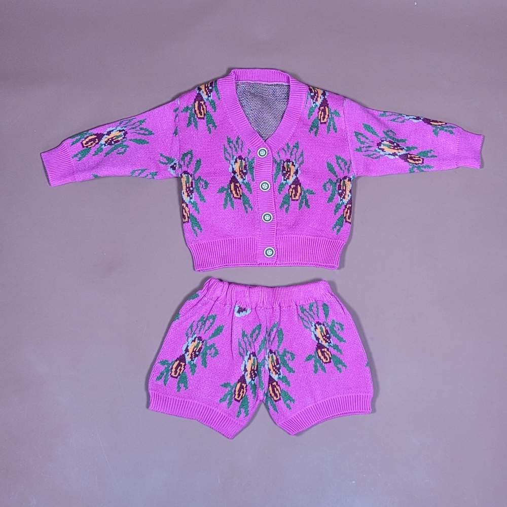SHEIN Pink Floral Kids Matching Set
